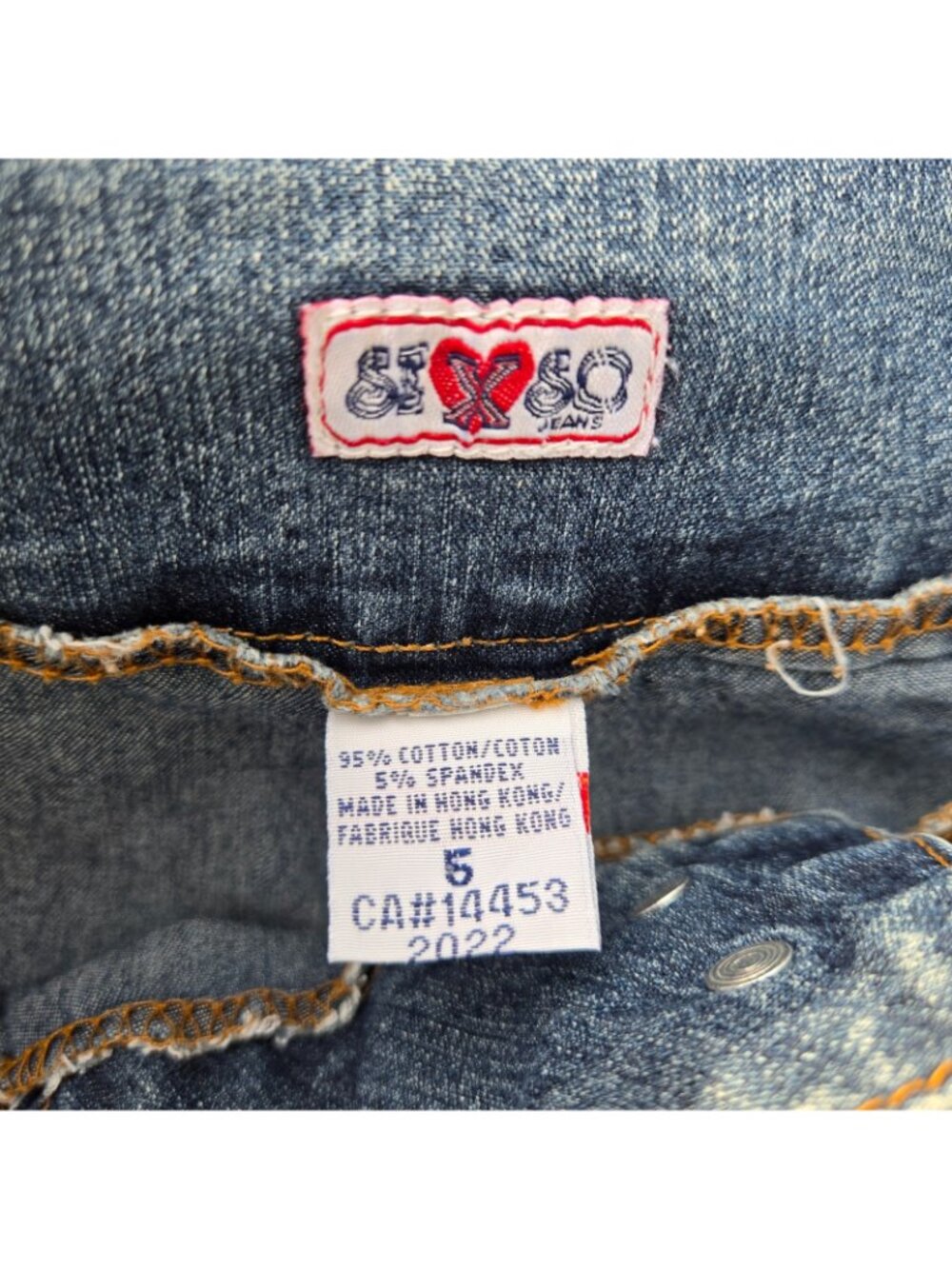 Vintage 90s Y2K Blue Denim Shorts With Buckle Belt Size L Mid Rise Stretch - Picture 5 of 8